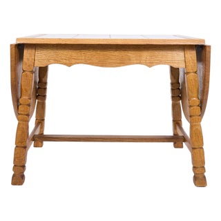 Scandinavian Oak Coffee Table with Ceramic Tile Top, 1950s For Sale