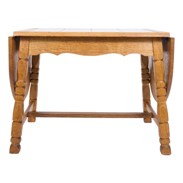 Scandinavian Oak Coffee Table with Ceramic Tile Top, 1950s For Sale