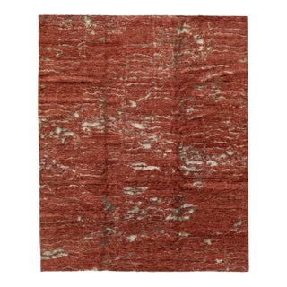 2010s Handmade Abstract Copper Modern Wool & Silk Rug For Sale