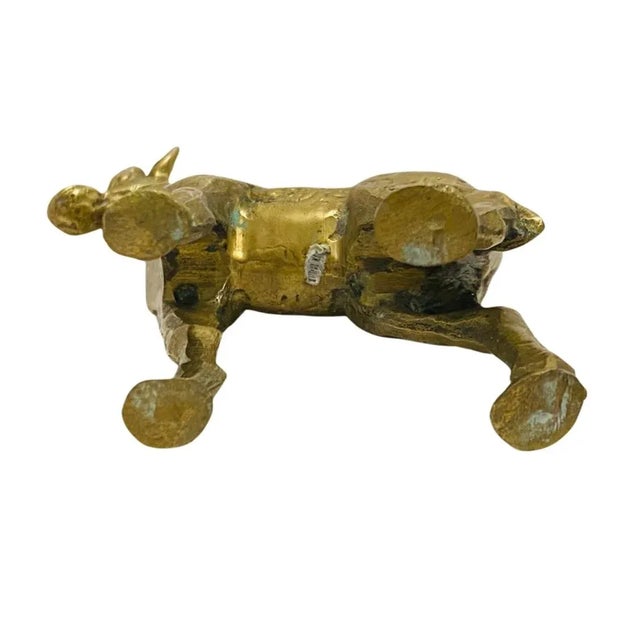 Brass Pair of Vintage Hollywood Regency Solid Brass Giraffes Large and Small For Sale - Image 8 of 10