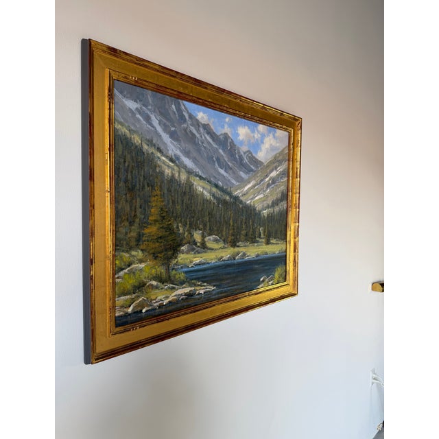 Beautiful original oil on Masonite painting titled “Frying Pan Lake” by listed Colorado artist Dan Young, signed and dated...