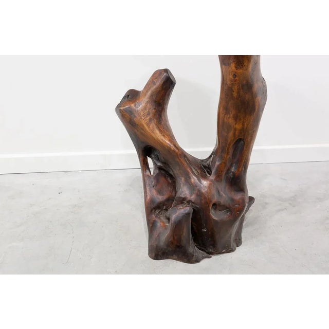 Brutalist Olive Wood Stand, 1970s For Sale - Image 3 of 8
