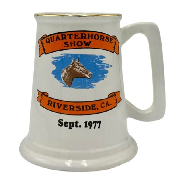 White Vintage Quarterhouse Show 1977 Equestrian Horse Ceramic Mug For Sale - Image 8 of 8