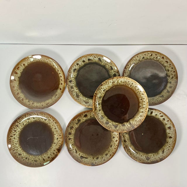Burnt Umber 1980s Vintage Brutalist Boho Chic Arts & Crafts Lava Drip Dinnerware - Set of 24 For Sale - Image 8 of 14