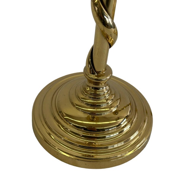 Set of Three Mid 20th Century Brass Barley Twist Candlesticks For Sale - Image 4 of 10