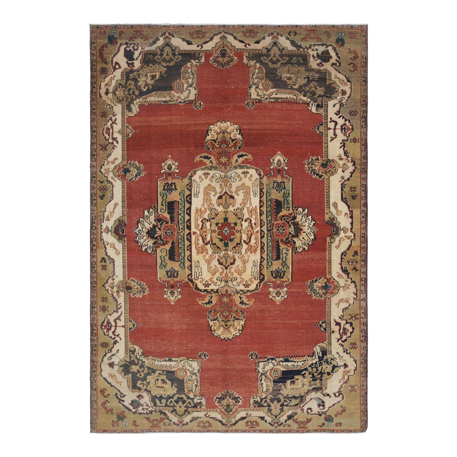 1970s Vintage Turkish Handmade Wool Red Oversized Area Rug | Chairish
