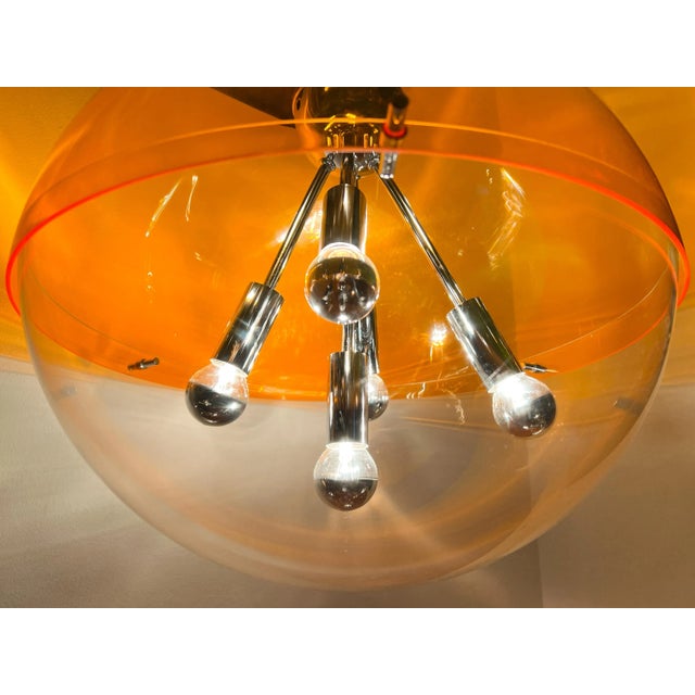 Mid-Century Modern Space Age Orange Sphere Pendant Lamp attributed to Raak Amsterdam For Sale - Image 4 of 12