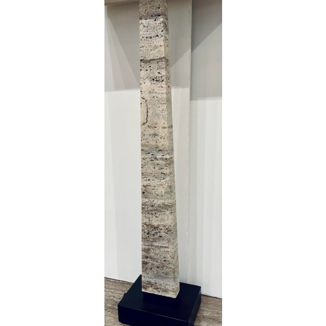 Modern Revelation Modern Travertine Spire Buffet Lamps Pair For Sale - Image 3 of 8