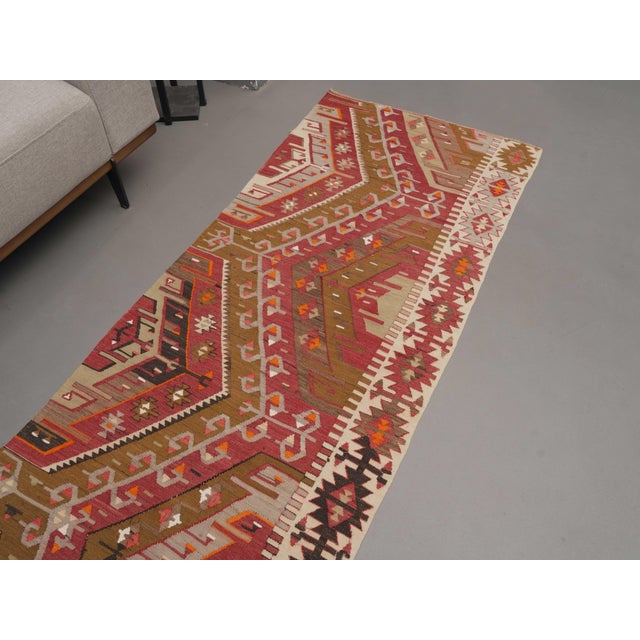 Pink 1970s Vintage Handmade Wool Cotton Pink Runner Rug For Sale - Image 8 of 11