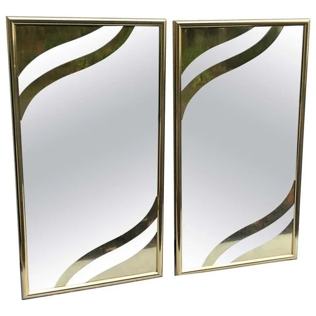 1980s Designer Brass Mirrors in the Style of Jere - a Pair For Sale - Image 11 of 11