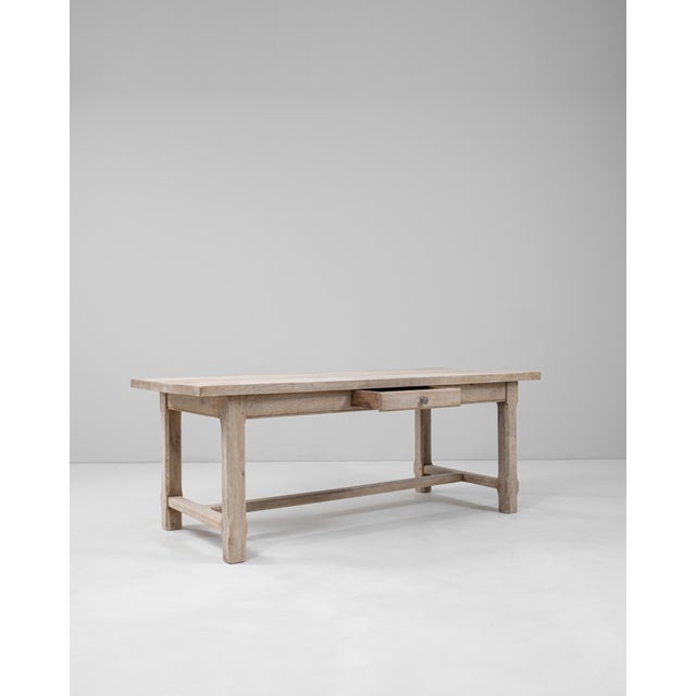 20th Century French Oak Dining Table With Drawer For Sale - Image 4 of 18