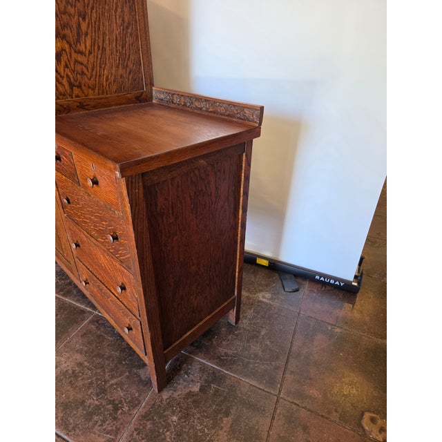 Arts & Crafts Mission Arts & Crafts Chifferobe Dresser Armoire Combo For Sale - Image 3 of 10