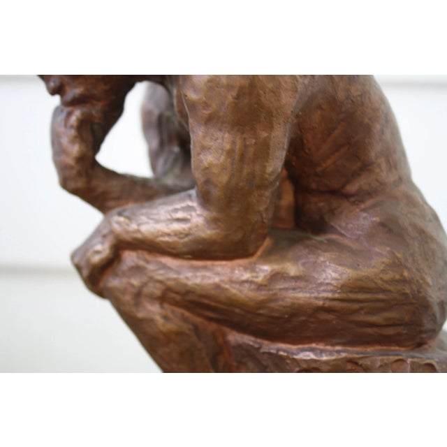 Bronze Painted Plaster Thinker Sculpture For Sale In Dallas - Image 6 of 11