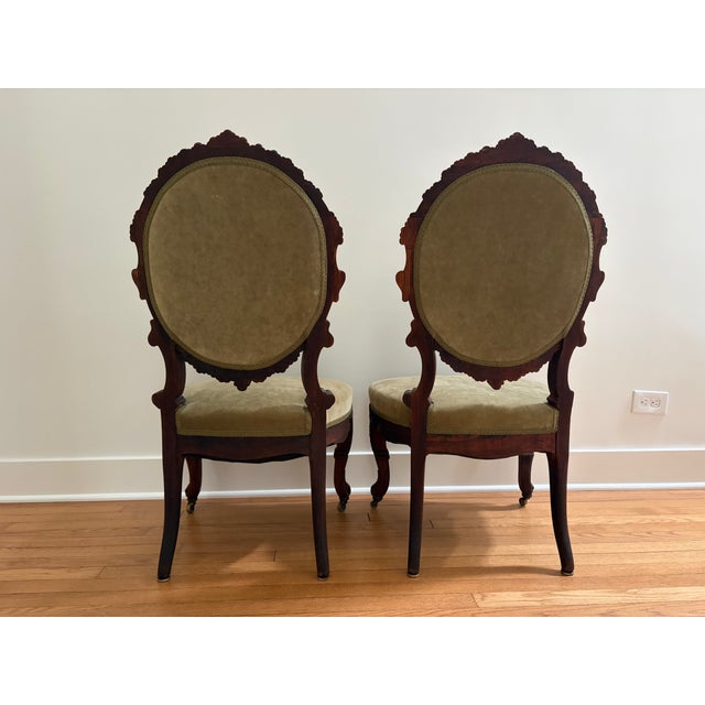 This pair of Antique Victorian Rococo Revival Parlor Chairs is from my great grandmother Hand's formal parlor in Nyack NY,...