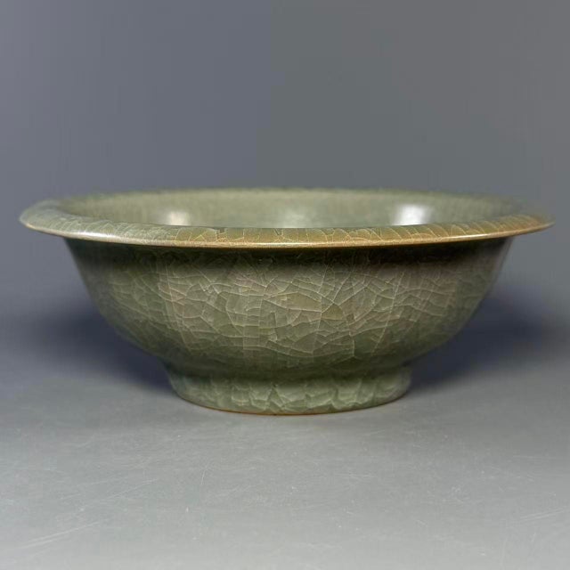 Chinese Antique Chinese Longquan Celadon Bowl With Twin Fish Relief For Sale - Image 3 of 7
