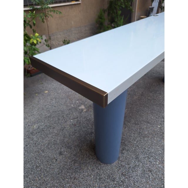 Console in White Lacquer with Cylindrical Plastic Legs by Tresoldi Salvati, 1980s For Sale - Image 6 of 11