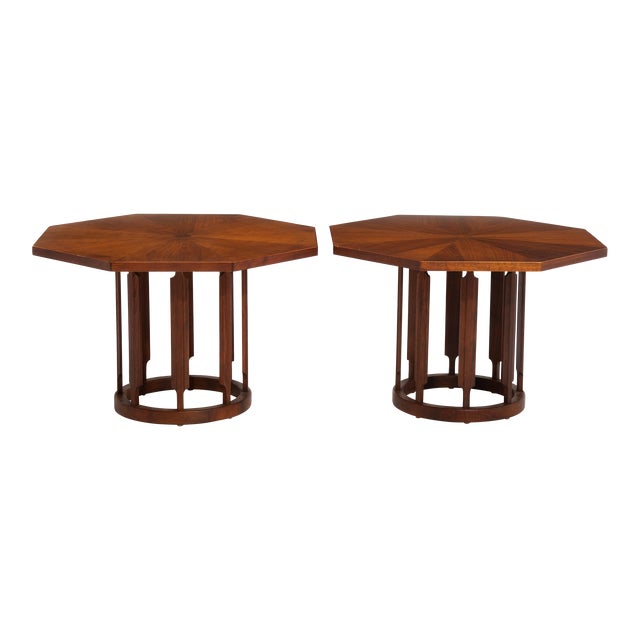 Stewart MacDougal Kipp Stewart Drexel Octagon Side Table Walnut Mid Century - a Pair For Sale