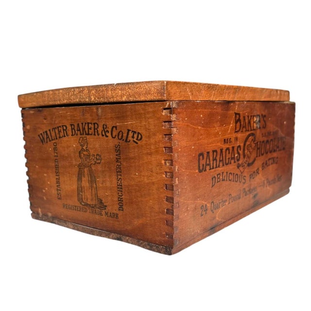 Antique Wood Baker's Chocolate Boxes From Maine, Pair For Sale - Image 11 of 12