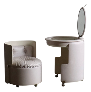 Dilly Dally Vanity in White Leather by Luigi Massoni for Poltrona Frau, Italy, 1968, Set of 2