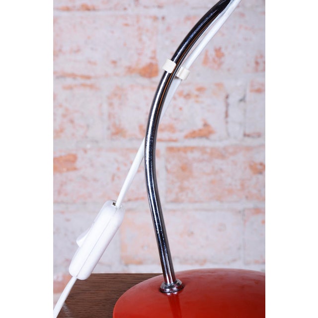 Red Mid-Century Czech Chrome Table Lamp attributed to J. Hůrka for Napako, 1960s For Sale - Image 8 of 13