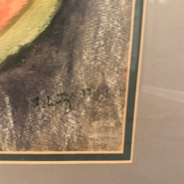 American Framed Watermelon Still Life - Original Watercolor or Pastel Painting, Vintage Kitchen Wall Art For Sale - Image 3 of 7