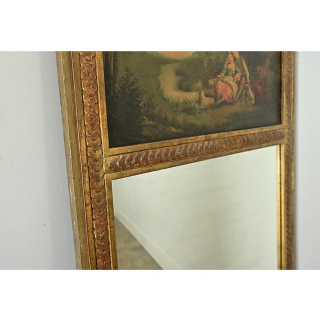 Green French 19th Century Painted Trumeau Mirror For Sale - Image 8 of 12
