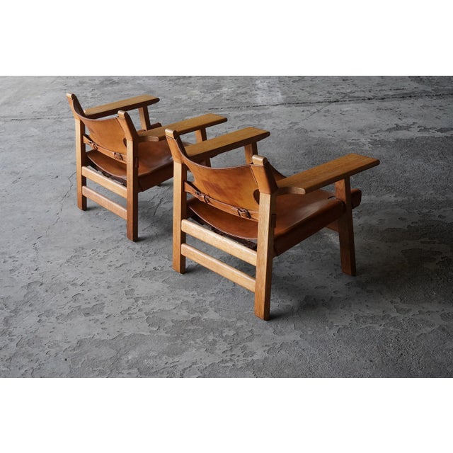 Brown Early Spanish Chairs by Børge Mogensen for Fredericia, Denmark, 1970s, Set of 2 For Sale - Image 8 of 10