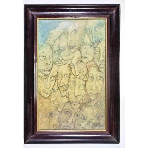 Ada Severi, Faces, Watercolor on Paper, Late 20th Century For Sale - Image 4 of 4