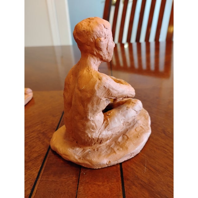 Tan 1970s Signed Sienna Terracotta Maternity Sculpture Pair • Chronological Pregnancy Set For Sale - Image 8 of 12