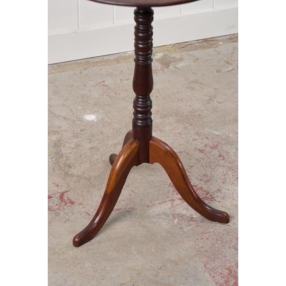 19th Century 19th Century Yew + Walnut Side Table W/ Ring Turned Pedestal For Sale - Image 5 of 6