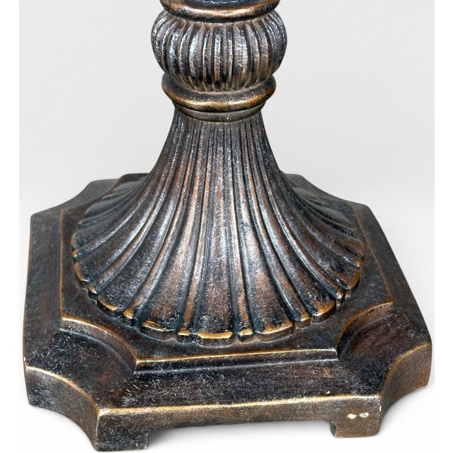 Late 20th Century Contemporary Neoclassical Bronze Finished Fluted Buffet Lamps - A Pair For Sale - Image 15 of 16