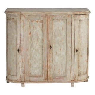 19th C. Swedish Gustavian Period Buffet With Demilune Sides in Original Paint For Sale