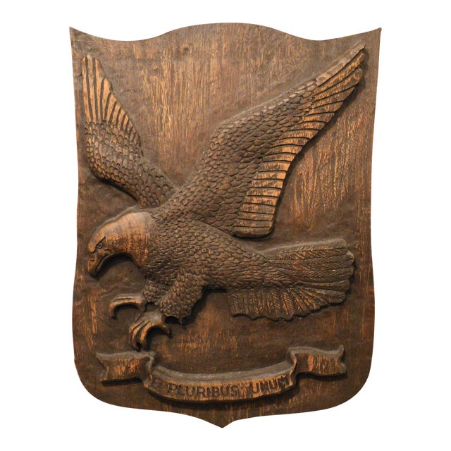 Vintage Hand Carved Eagle Plaque Chairish