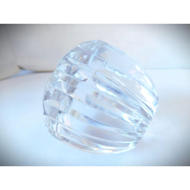 Mid-Century Modern Vintage Crystal Carved Apple Paperweight For Sale - Image 3 of 8