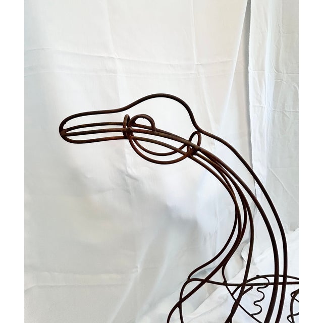 Metal Large Vintage Wire Swan Planter – Rustic Metal Garden Sculpture Coastal Cottage Decor For Sale - Image 7 of 9