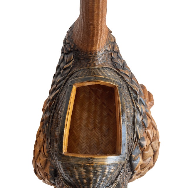 Mid 20th Century Vintage Rattan Goose Basket Box Attributed to Shanghai Handicrafts For Sale - Image 5 of 6