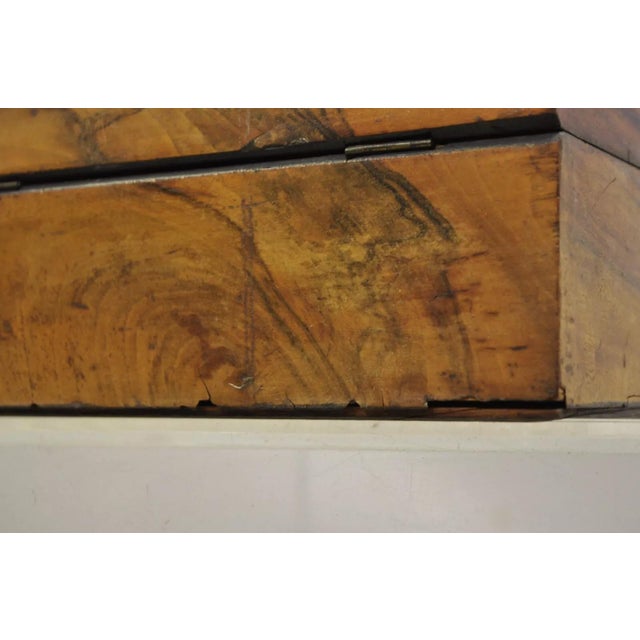 Wood Antique English Victorian Marquetry Inlay Tea Caddy Sewing Box Desk Storage For Sale - Image 7 of 12