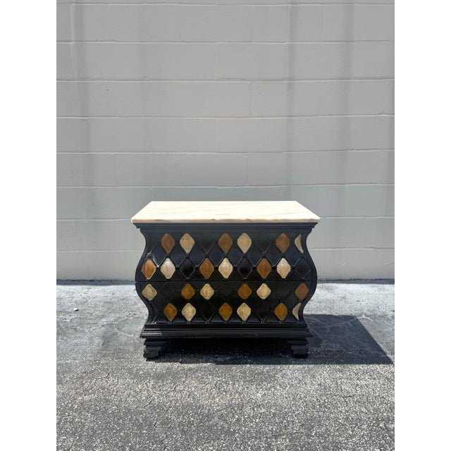 Vanleigh Furniture Vintage Harlequin Hand Painted Marble Top Vanleigh Chest of Drawers For Sale - Image 4 of 6