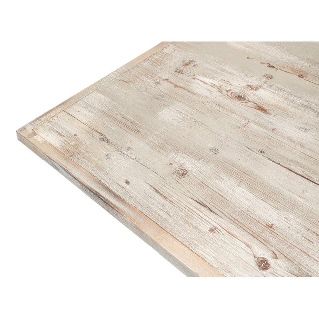 Wood Antiqued Bistro Table in Grey Oak, Turned Pedestal For Sale - Image 7 of 12