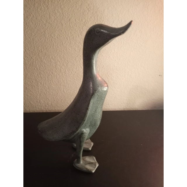 This is a Solid Bronze 12" Duck Sculpture with Patina Procured at auction BOX D