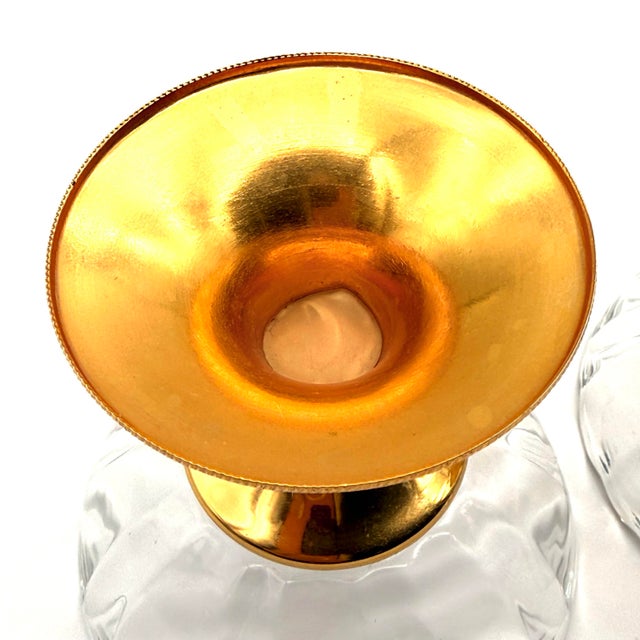1970s Vintage Pair of Gold Plated Compote Crystal Serving Dishes For Sale - Image 5 of 9