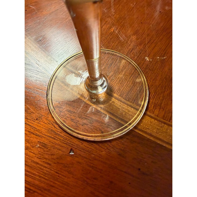 Antique Cambridge Etch 701 - 7" Water Goblets - Etched W/Gold Bands - Set of 8 For Sale - Image 14 of 18