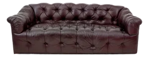 Chesterfield Burgundy Leather Button-Tufted Sofa