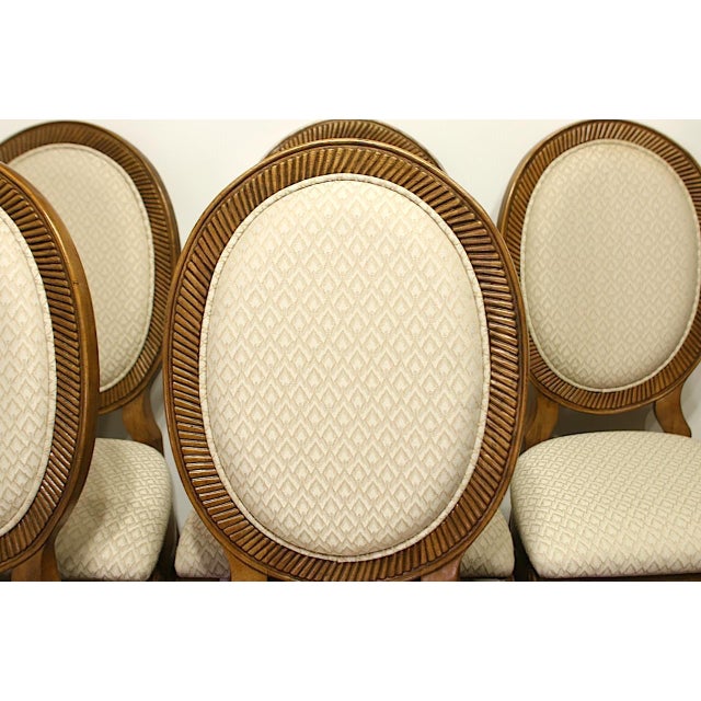 Carved Upholstered Cream Dining Chairs by Southern a.r.t Furniture