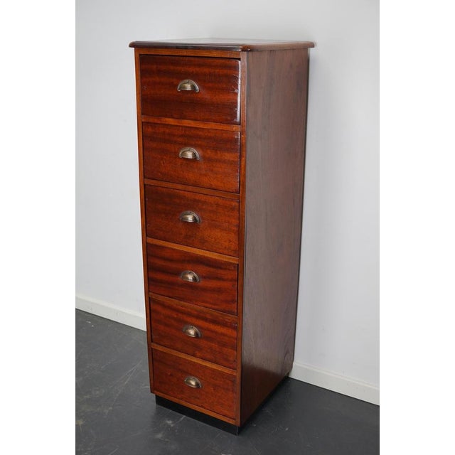 Mid-Century Dutch Industrial Mahogany Apothecary Cabinet For Sale - Image 16 of 17