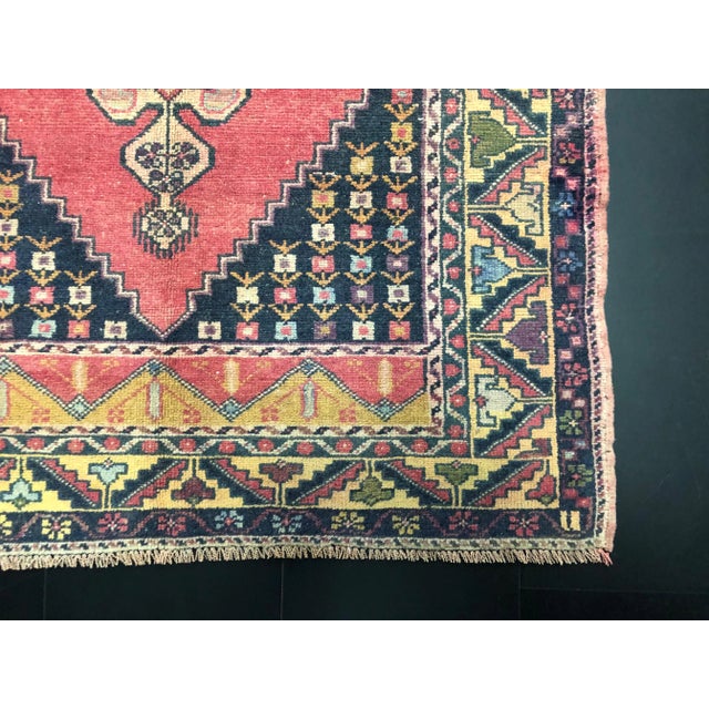 Vintage Geometric Design Turkish Anatolian Multicolor Rug For Sale - Image 9 of 11