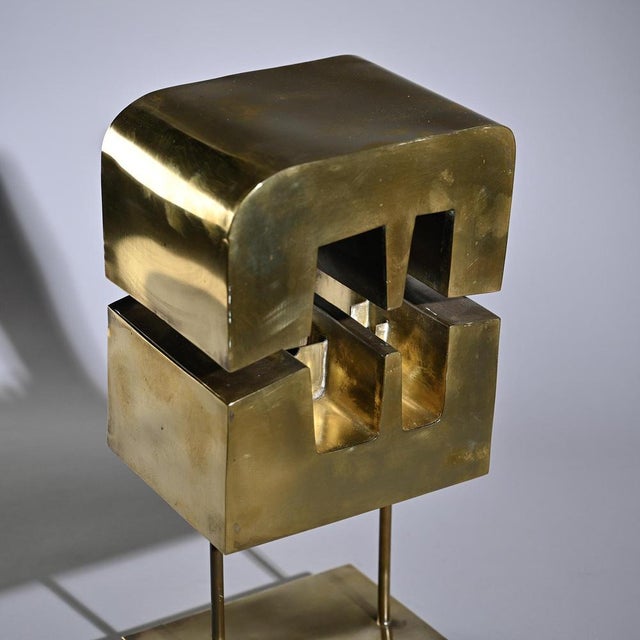 Abstract brass sculpture created by Lyse Oudoire in France in the 1970s. A French artist and sculptor active during the...