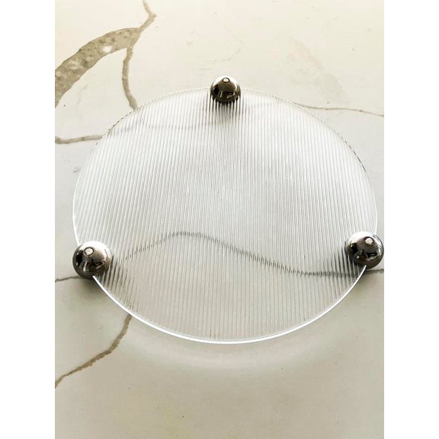 1970s 1970s Crystal Platter/ Tray With Metal Ball Feet For Sale - Image 5 of 7