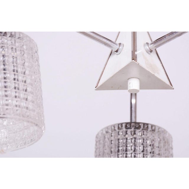 1970s Mid-Century Chrome and Opaline Glass Chandelier by Drukov, Czech, 1970s For Sale - Image 5 of 10