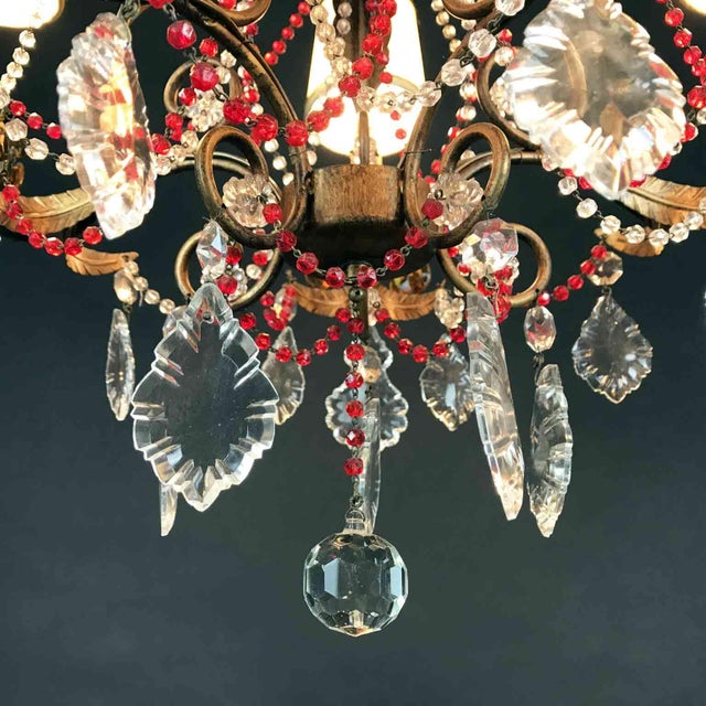 Antique Chandelier with Red Crystals For Sale - Image 14 of 15